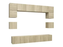 8pcs conjunto de móveis de TV derivados madeira carvalho sonoma PT370114* Outlet