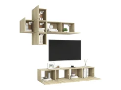 7pcs conjunto de móveis de TV derivados madeira carvalho sonoma PT146607^ Best