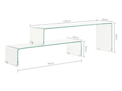 2pcs conjunto mesas centro 90x30x20/110x30x40cm vidro temperado*vidaxl Outlet
