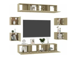 8pcs conjunto móveis de TV derivados de madeira carvalho sonoma PT155473^ Discount