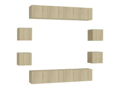 8pcs conjunto móveis de TV derivados de madeira carvalho sonoma PT155473^ Discount