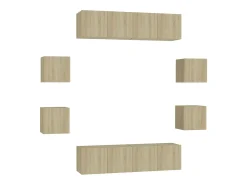 8pcs conjunto móveis de TV derivados de madeira carvalho sonoma PT705861^ Clearance