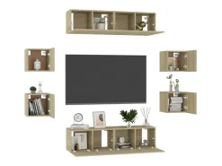8pcs conjunto móveis de TV derivados de madeira carvalho sonoma PT705861^ Clearance
