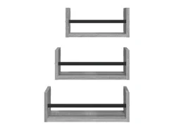 3pcs prateleiras parede c/ barras deriv. madeira cinza sonoma PT660218^ Discount
