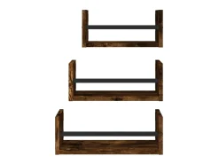 3pcs prateleiras parede c/ barras deriv.madeira carvalho fumado^vidaxl Outlet