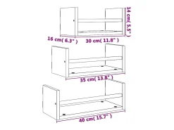3pcs prateleiras parede c/ barras deriv.madeira carvalho fumado^vidaxl Outlet