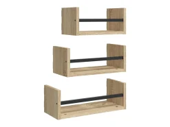 3pcs prateleiras parede c/ barras deriv.madeira carvalho sonoma PT427762* Online