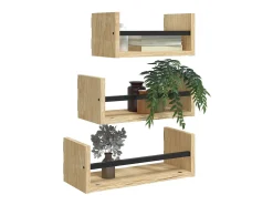 3pcs prateleiras parede c/ barras deriv.madeira carvalho sonoma PT427762* Online