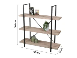 Pequena biblioteca aberta com 3 prateleiras de madeira 100x33x106cm*Meublorama Discount