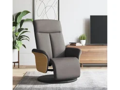 Poltrona | Cadeira Relax | Cadeira reclinável com apoio de pés tecido cinzento-acastanhado SHL526885^ Best