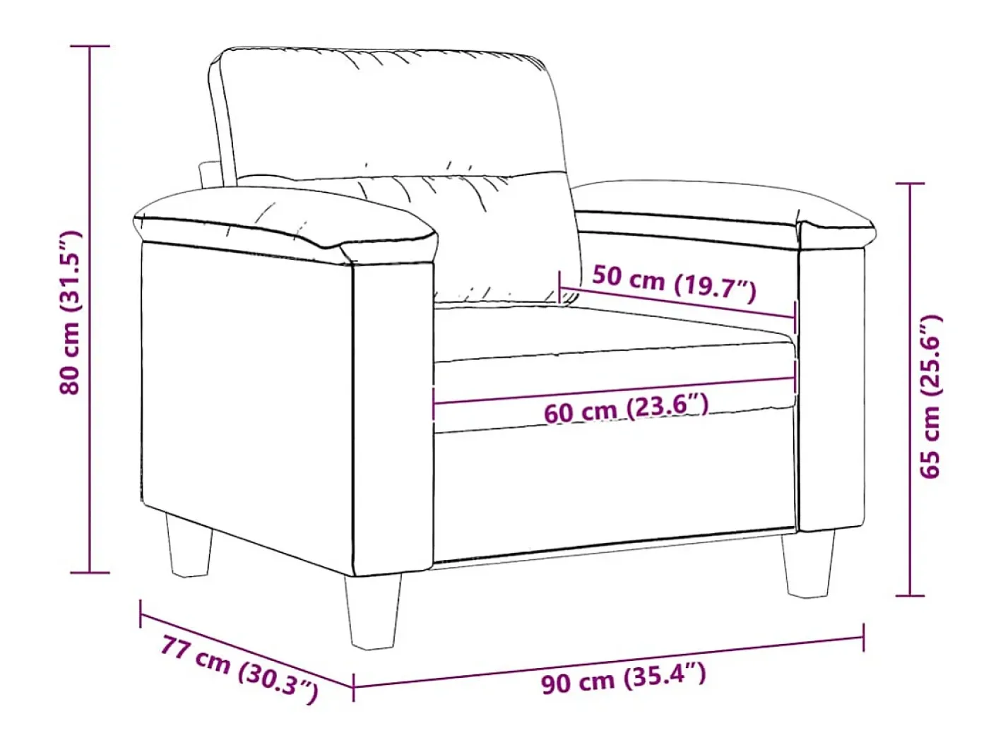 vidaxl Poltrona*Poltrona 60 cm tecido de microfibra -escuro Cinzento