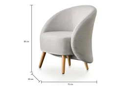 Poltrona Annarella, Poltrona lounge design, 100% Made in Italy, Poltrona relaxante em tecido acolchoado, 70x60h80 cm, Cinza Poltrona