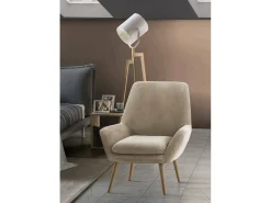 Talamo Italia Poltrona*Poltrona Annarita, poltrona lounge de design, 100% Made in Italy, poltrona relaxante em tecido acolchoado, 80x70h95 cm, Bege