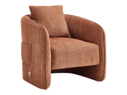 Vente-unique Poltrona*Poltrona arredondada em tecido mesclado de cor LANITO Terracota