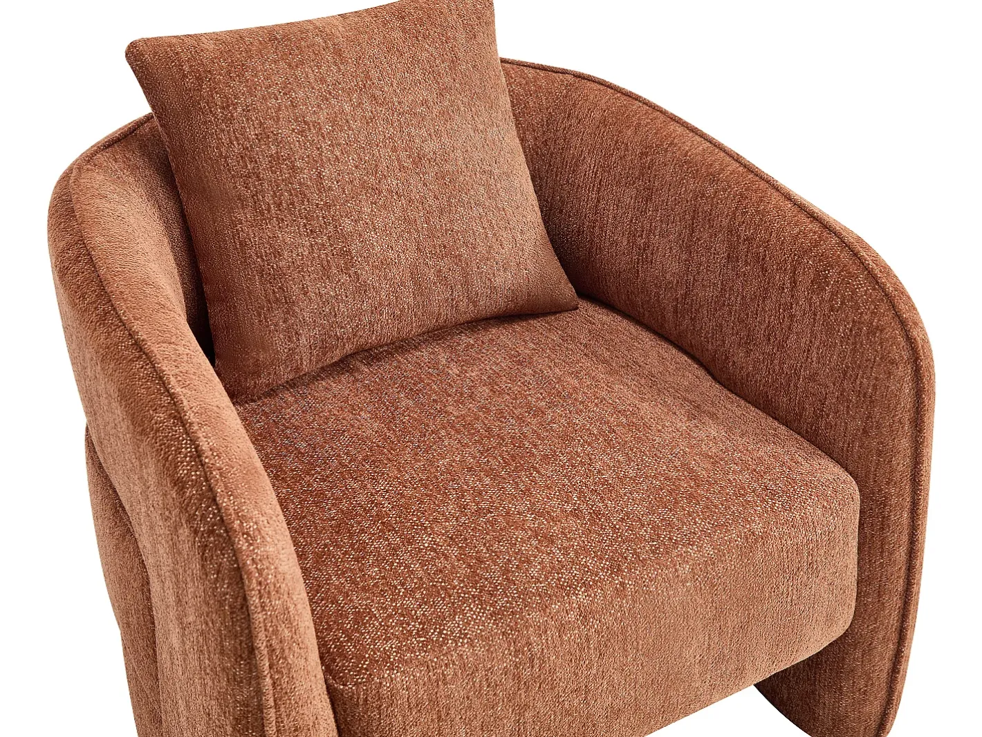Vente-unique Poltrona*Poltrona arredondada em tecido mesclado de cor LANITO Terracota