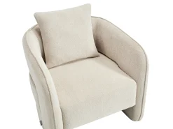 Vente-unique Poltrona*Poltrona arredondada em tecido mescla de cor LANITO Bege