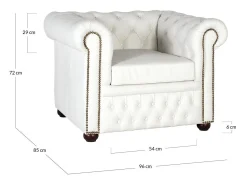 Poltrona Chester monoplace revestida em couro natural com acabamento*Giner y colomer Hot