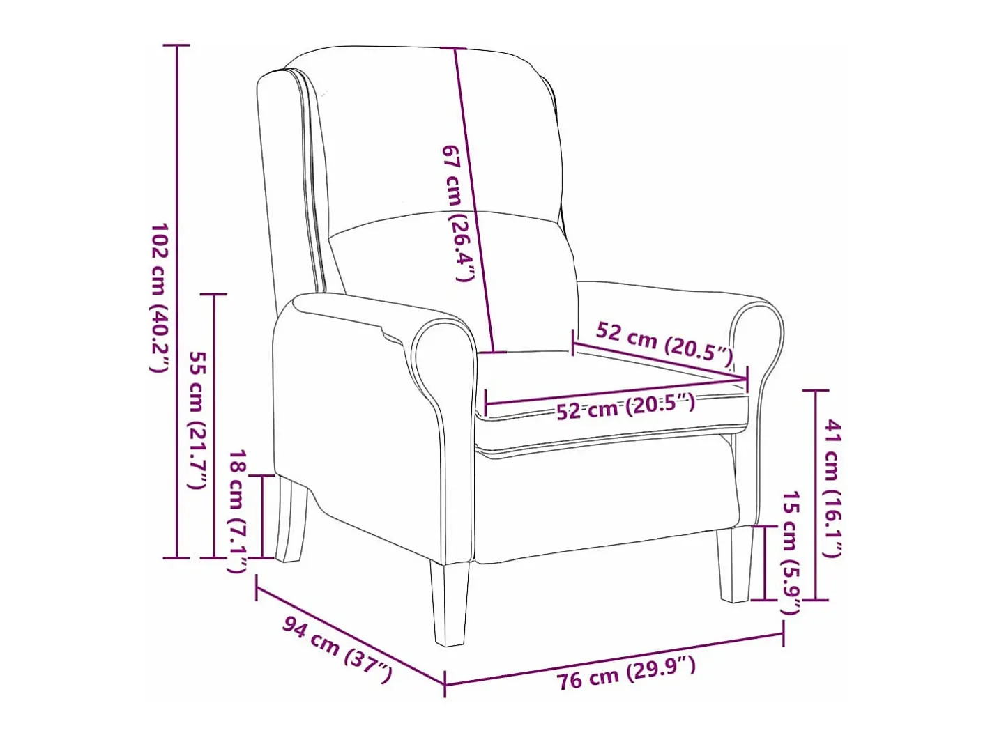 vidaxl Poltrona*poltrona escuro 76 x 94 x 102 cm Tecido Soft Sherpa Cinzento