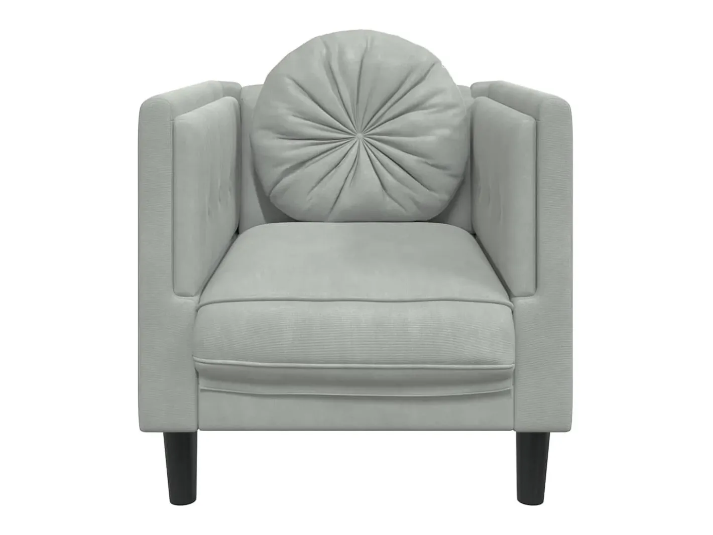 vidaxl Poltrona*Poltrona com almofadão veludo -claro Cinzento