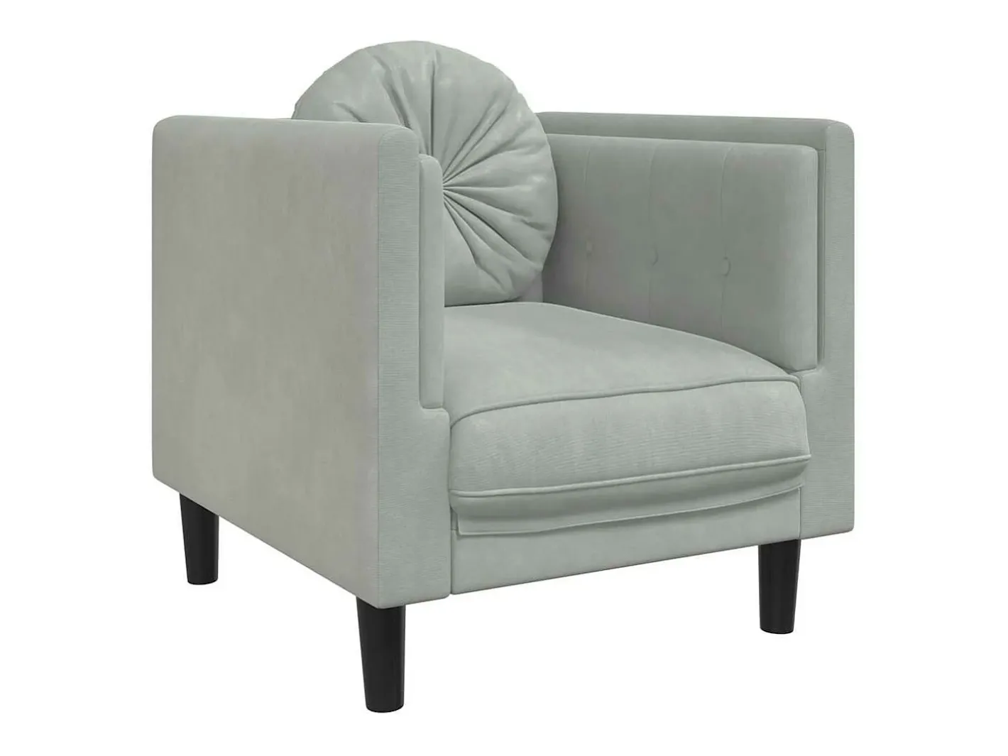 vidaxl Poltrona*Poltrona com almofadão veludo -claro Cinzento