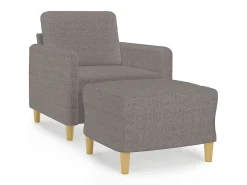 Poltrona com apoio de pés 60 cm tecido cinza-acastanhado PT447984* Hot