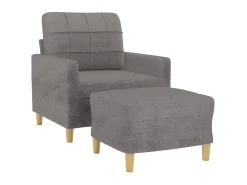 Poltrona com apoio de pés 60 cm tecido cinza-acastanhado PT571478* Online