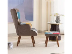 Poltrona com apoio para os pés - com padrão patchwork colorido - Multicolor*ModernLuxe Outlet