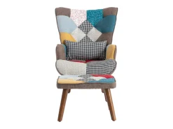 Poltrona com apoio para os pés - com padrão patchwork colorido - Multicolor*ModernLuxe Outlet