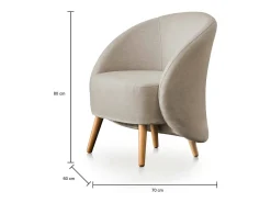 Discount Poltrona Dabdal, Poltrona lounge design, 100% Made in Italy, Poltrona relaxante em tecido acolchoado, 70x60h80 cm, Taupe Poltrona