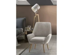 Talamo Italia Poltrona*Poltrona Dabdall, poltrona lounge design, 100% Made in Italy, poltrona relaxante em tecido acolchoado, 80x70h95 cm, Cinza Cinzento