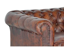 Poltrona de couro marrom e metal*Giner y colomer Clearance