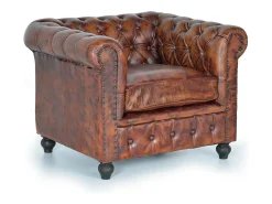 Poltrona de couro marrom e metal*Giner y colomer Clearance