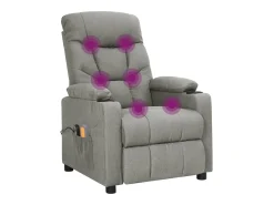 vidaxl Poltrona*Poltrona de massagens elétrica tecido -claro Cinzento