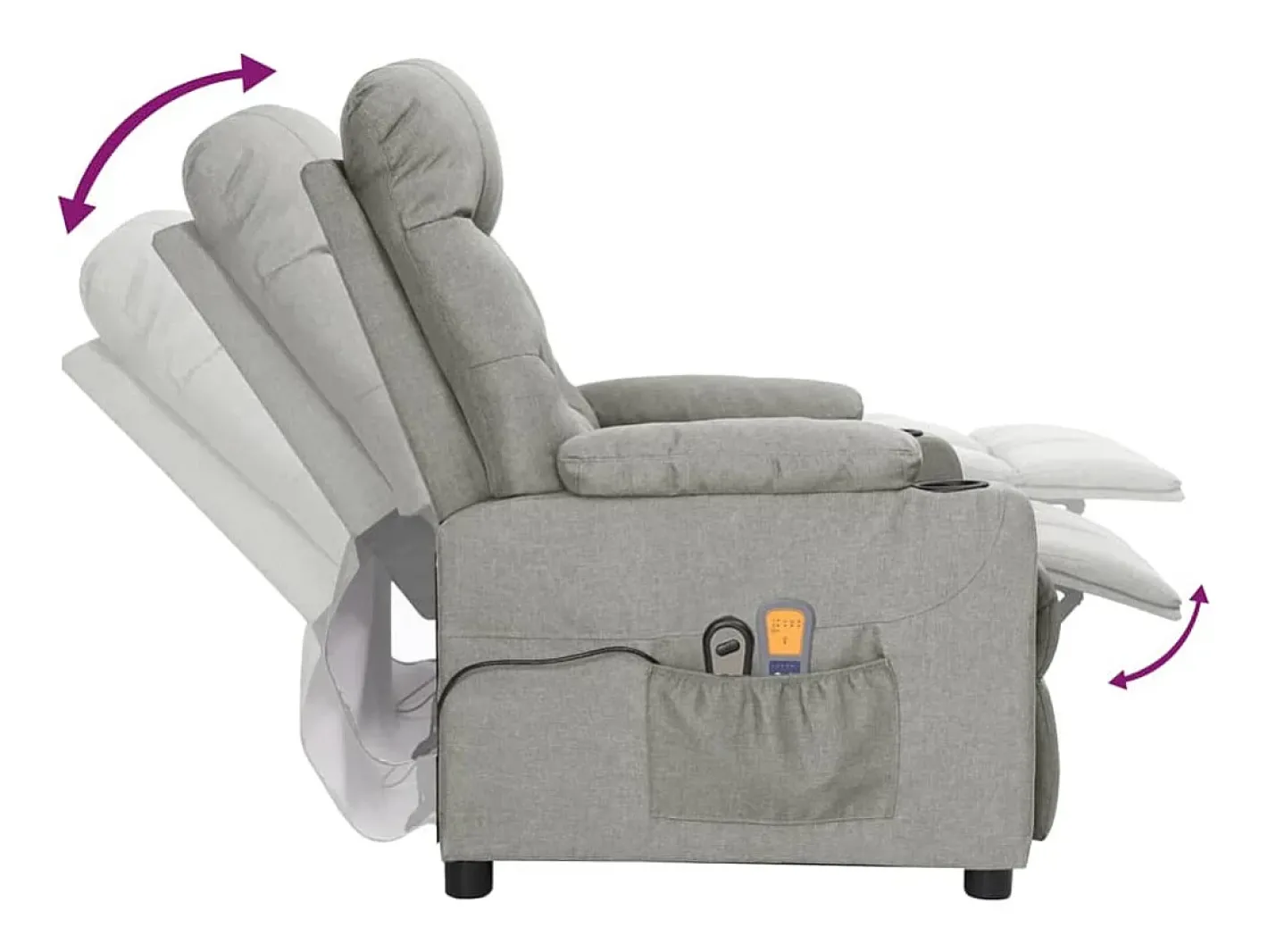 vidaxl Poltrona*Poltrona de massagens elétrica tecido -claro Cinzento
