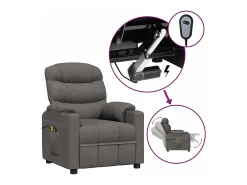 vidaxl Poltrona*Poltrona de massagens elétrica tecido cinza-escuro Cinzento