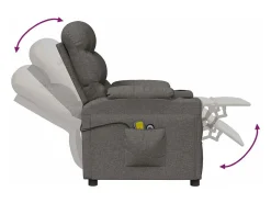 vidaxl Poltrona*Poltrona de massagens elétrica tecido cinza-escuro Cinzento