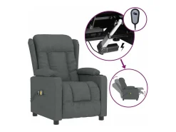 vidaxl Poltrona*Poltrona de massagens elétrica tecido cinza-escuro Cinzento