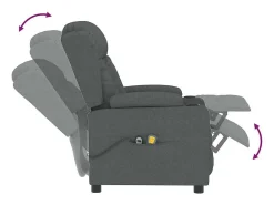 vidaxl Poltrona*Poltrona de massagens elétrica tecido cinza-escuro Cinzento
