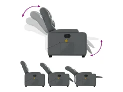 vidaxl Poltrona*Poltrona de massagens reclinável couro artificial Cinzento