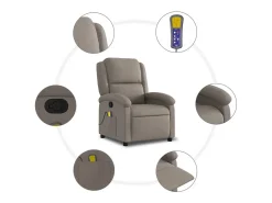 Poltrona de massagens reclinável tecido cinzento-acastanhado SHL886843^ Sale