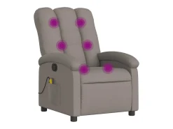 New Poltrona de massagens reclinável tecido cinzento-acastanhado Poltrona