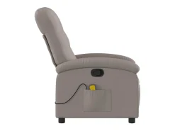 New Poltrona de massagens reclinável tecido cinzento-acastanhado Poltrona