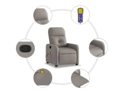 Poltrona de massagens reclinável tecido cinzento-acastanhado SHL113433* Hot