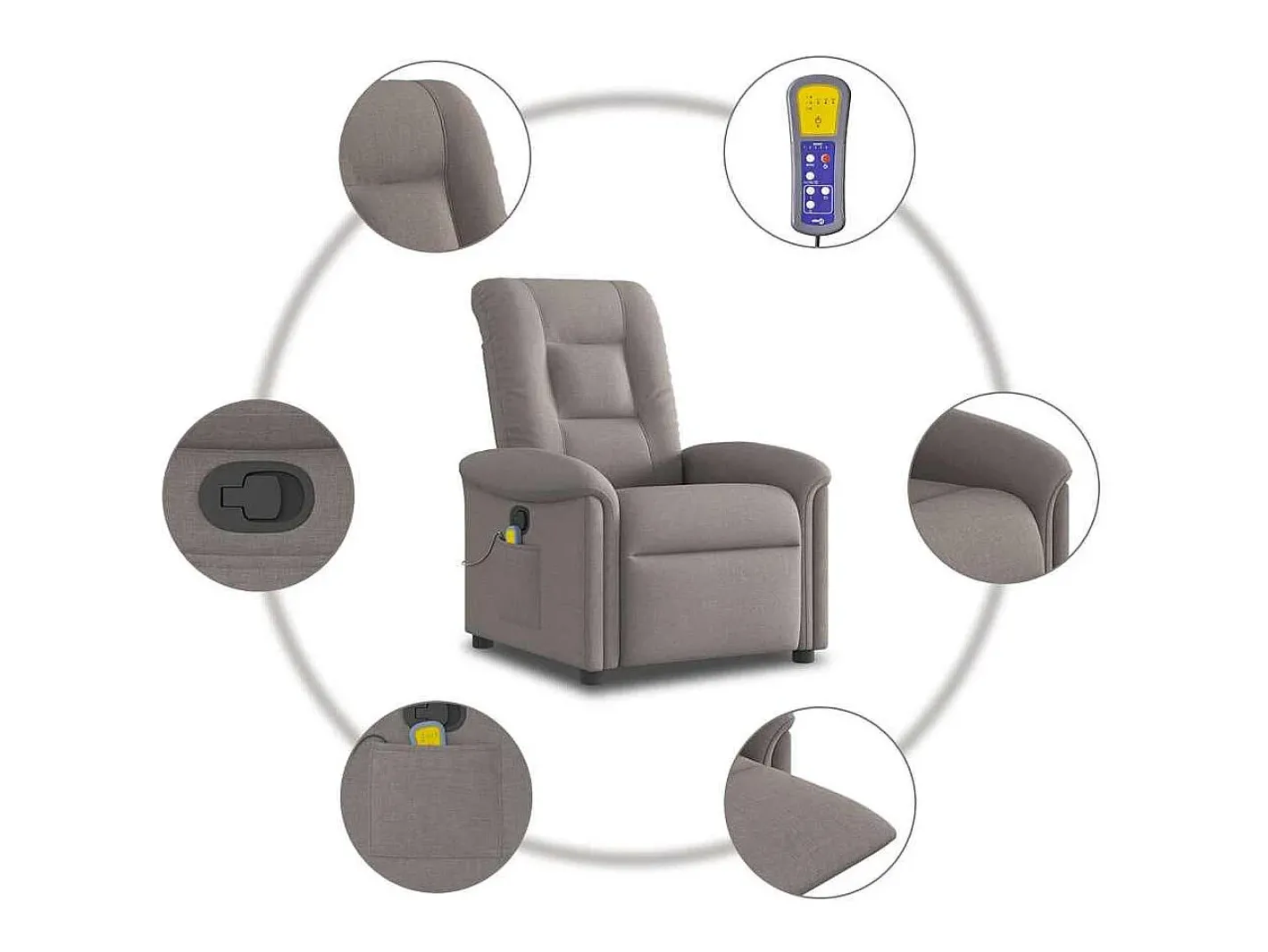 Hot Poltrona de massagens reclinável tecido cinzento-acastanhado SHL700435 Poltrona