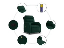 vidaxl Poltrona*Poltrona de massagens reclinável veludo -escuro Verde