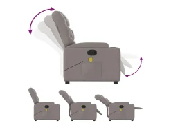 Poltrona de massagens reclinável tecido cinzento-acastanhado SHL514697^ New