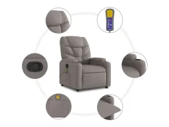 Poltrona de massagens reclinável tecido cinzento-acastanhado SHL514697^ New
