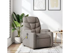 Poltrona de massagens reclinável tecido cinzento-acastanhado SHL514697^ New