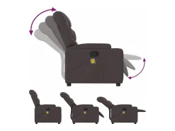 Best Poltrona de massagens reclinável tecido castanho-escuro Poltrona