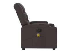 Best Poltrona de massagens reclinável tecido castanho-escuro Poltrona